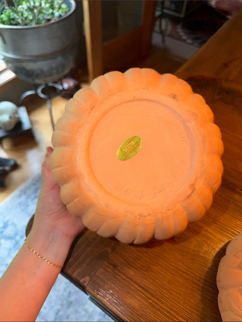 VTG 1998 Terra Cotta Clay Pottery Halloween Jack O Lantern Tea Light Pumpkin 9